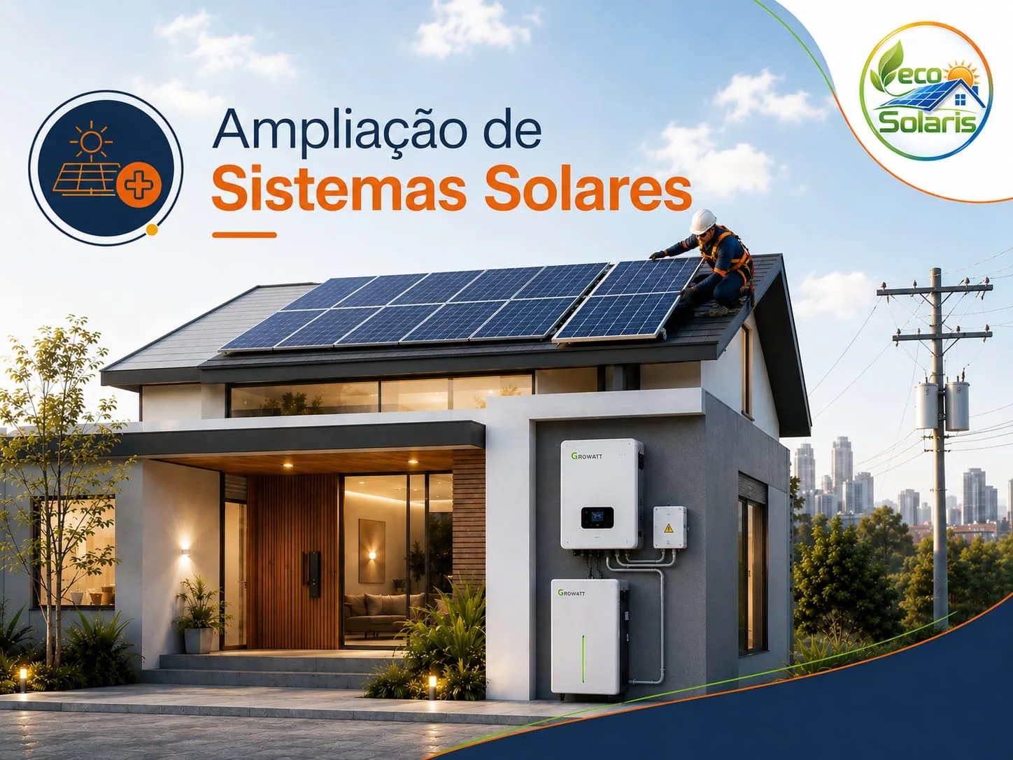 Ilustração de ampliação de sistemas solares