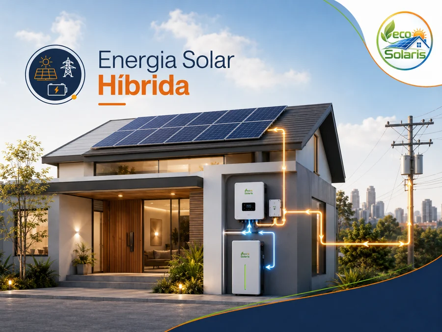 Ilustração de energia solar híbrida