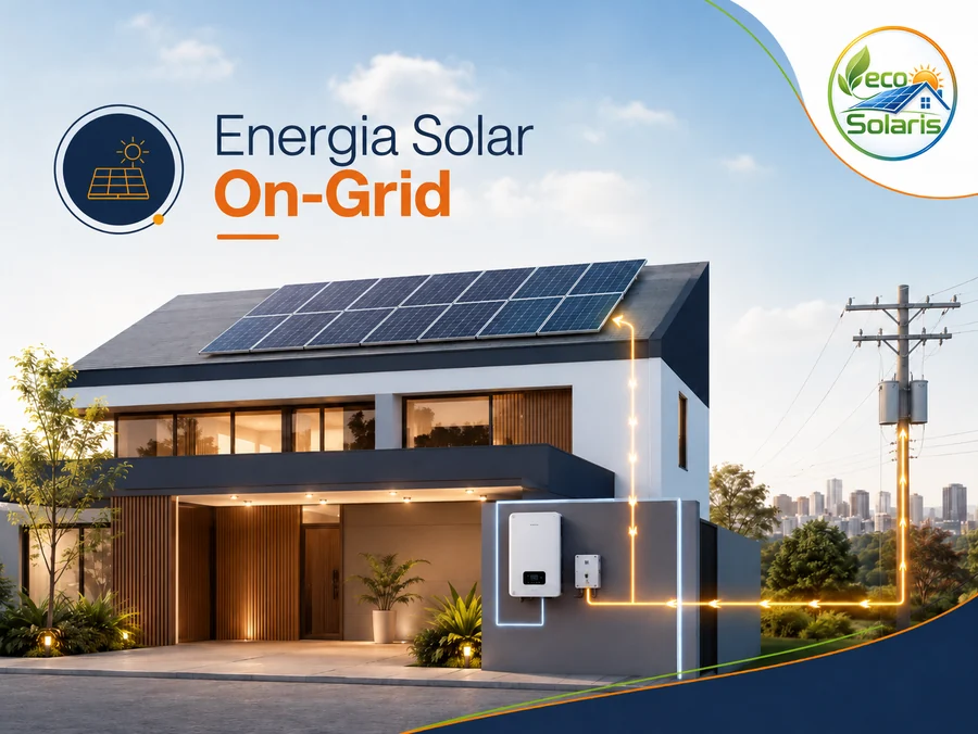 Ilustração de energia solar on-grid