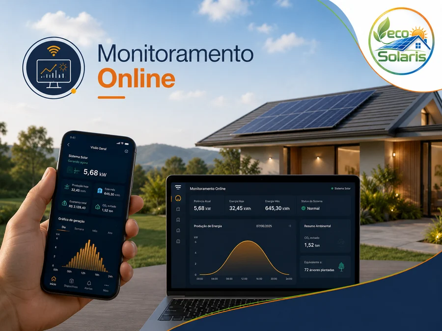 Ilustração de monitoramento online de sistema solar